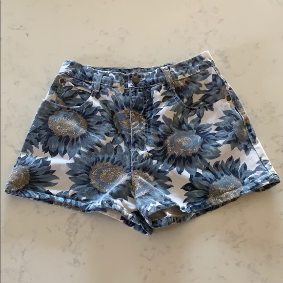 BeBop Sunflower High Rise Shorts - Picture 1 of 8